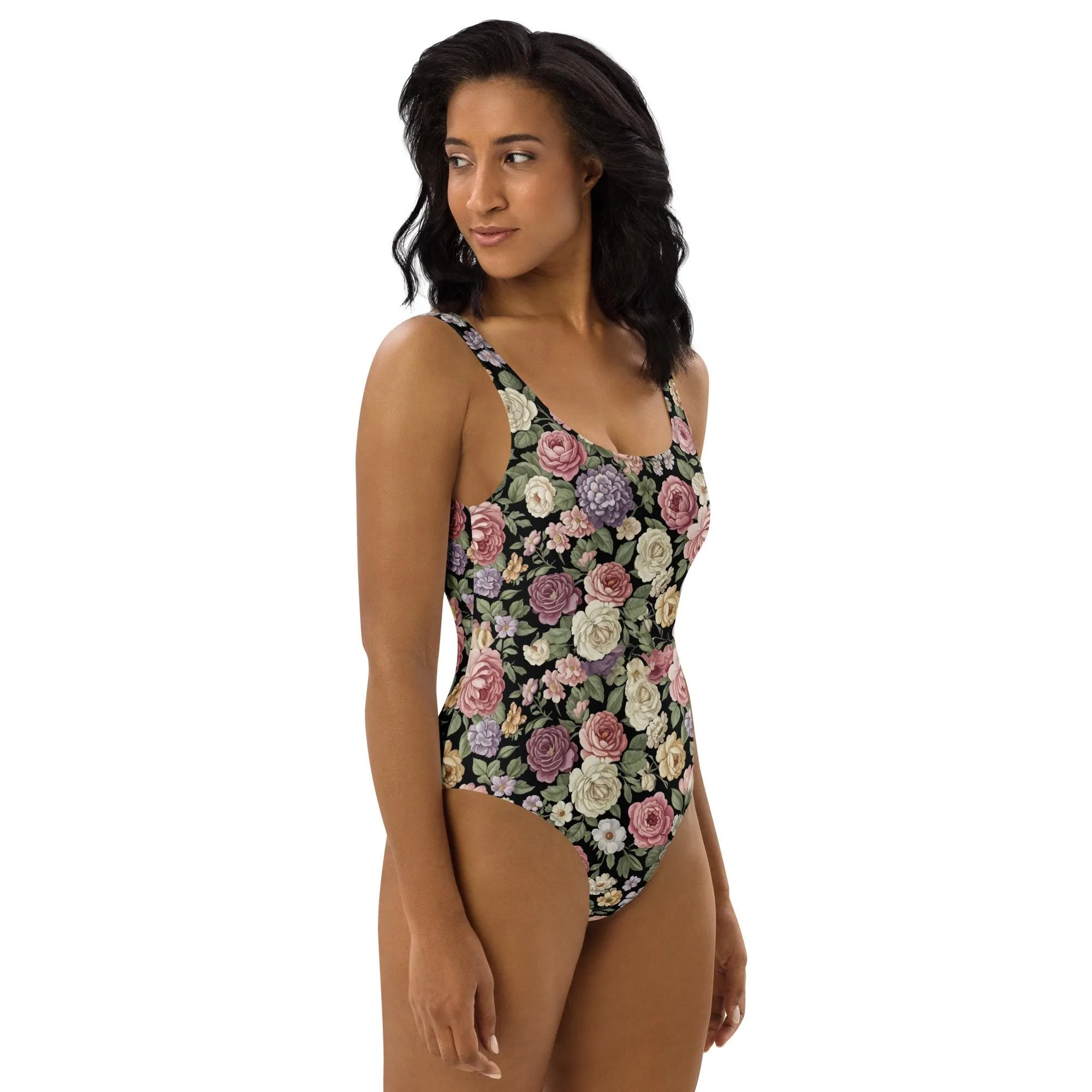 Maillot de Bain Femme Fleuri Noir – vue 10