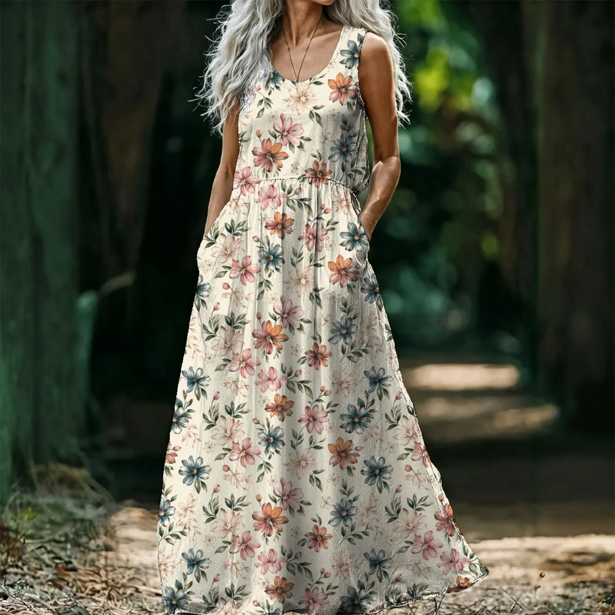 Robe Longue Fleurie Bohème Femme S-5XL – vue 7