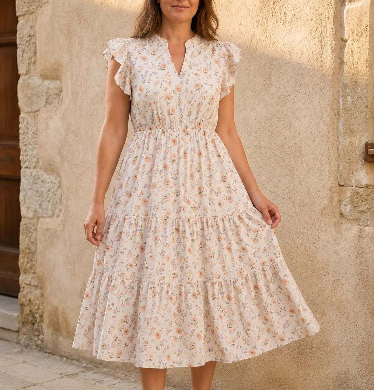 Robe Midi Fleurie Bohème Femme – vue 2