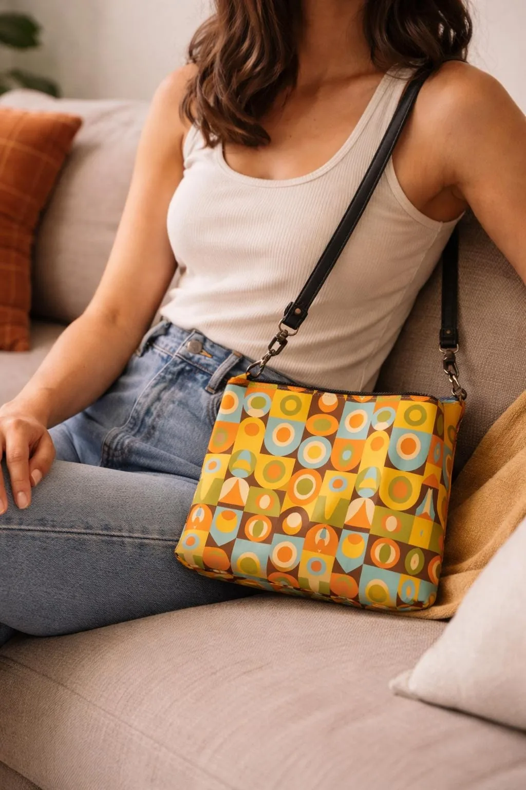 Sac bandoulière rétro géométrique