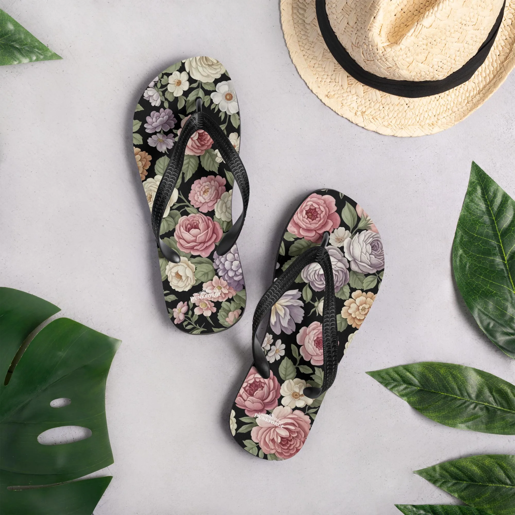 Tongs femme fleurs vintage – photo 1 Tongs femme fleurs vintage