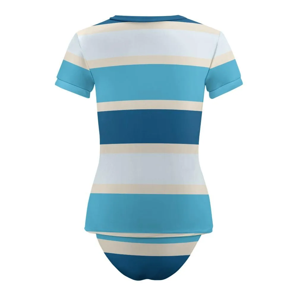 Maillot de Bain 2 Pièces Anti-UV Femme Rayé Bleu – vue 11