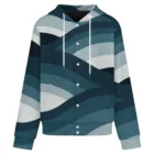 Veste à Capuche Unisexe Bleu Pétrole, Veste Automne Hiver, Motif Abstrait Géométrique, Str – vue 8